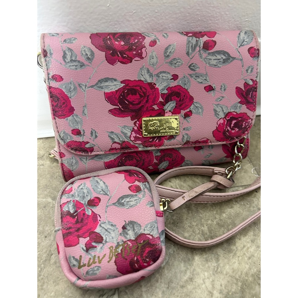 Betsey Johnson Pink Floral Crossbody Bag with Matching Coin Purse - Picture 6 of 6